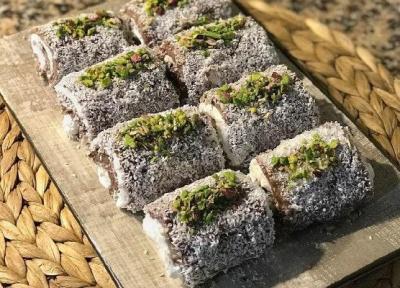 طرز تهیه لوکوم شکلاتی رولی